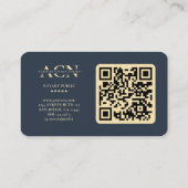 Moderne Monogram Notaris Elegant Donkerblauwe Quil Visitekaartje (Achterkant)