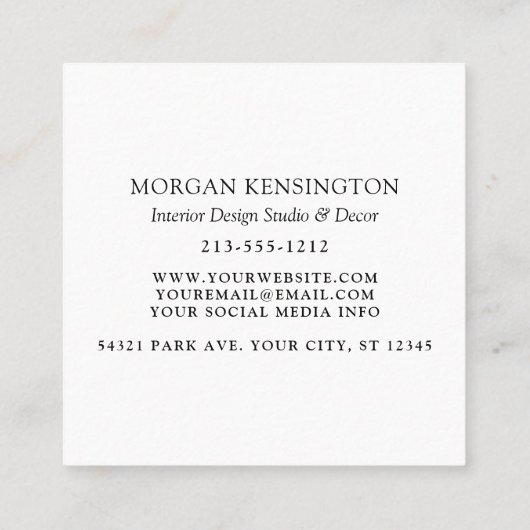 Moderne monogram of voeg Logo QR Scancode toe Vierkante Visitekaartje (Achterkant)