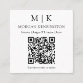 Moderne monogram of voeg Logo QR Scancode toe Vierkante Visitekaartje (Voorkant)