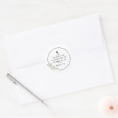 Moderne monogram olijftak krans retouradres ronde sticker (Envelop)