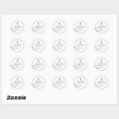 Moderne monogram olijftak krans retouradres ronde sticker (Vel)