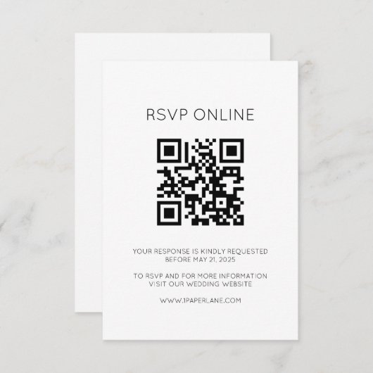 Moderne Monogram Online RSVP-kaart Informatiekaartje (Voorkant / Achterkant)