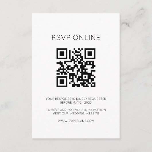 Moderne Monogram Online RSVP-kaart Informatiekaartje (Voorkant)