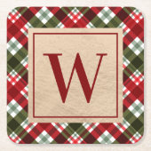 Moderne monogram op kerstcadeau kartonnen onderzetters (Voorkant)