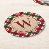 Moderne monogram op kerstcadeau ronde kartonnen onderzetter (Gebogen)