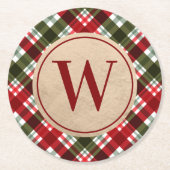 Moderne monogram op kerstcadeau ronde kartonnen onderzetter (Voorkant)