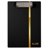 Moderne monogram, op maat gesneden zwart en goud klembord (Voorkant)