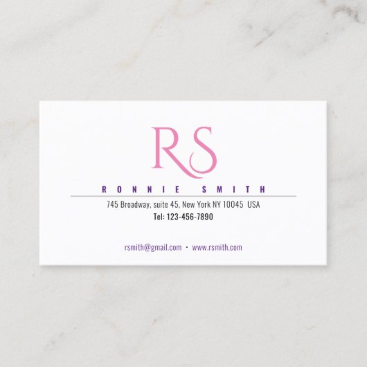 Moderne Monogram Oproepkaart Contactkaartje (Voorkant)