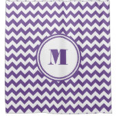 Moderne Monogram Paarse Chevron Douchegordijn (Voorkant)