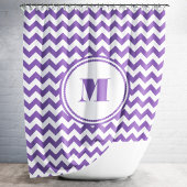 Moderne Monogram Paarse Chevron Douchegordijn
