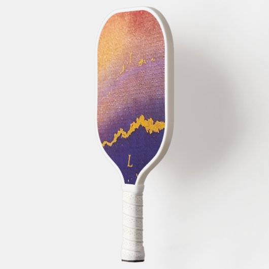 Moderne monogram Paarse inkt Pickleball Paddle (Links)