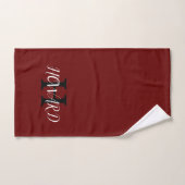 Moderne monogram Passen getrouwd Burgundy Red Whit Bad Handdoek (Handdoek)