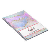 Moderne Monogram Pastelregenboog Glitter Notitieboek (Rechterzijde)