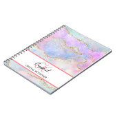Moderne Monogram Pastelregenboog Glitter Notitieboek (Linkerzijde)