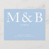 Moderne Monogram Pauwblauw Save the Date