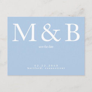 Moderne Monogram Peacock Blauw Save the Date Briefkaart