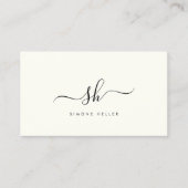Moderne monogram penseelscript zwart, eenvoudig visitekaartje (Voorkant)