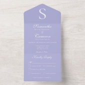 Moderne monogram Periwinkle Dinner All In One Uitnodiging (Binnen)