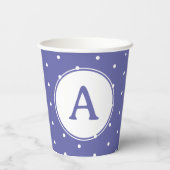 Moderne monogram Periwinkle Polka Dots Birthday Papieren Bekers (Achterkant)