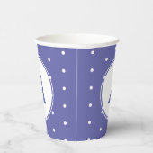 Moderne monogram Periwinkle Polka Dots Birthday Papieren Bekers (Rechts)