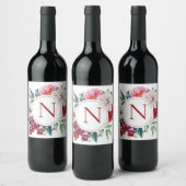 Moderne Monogram Personalized Wijn Etiket (Flessen)
