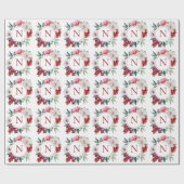 Moderne Monogram Persoonlijke Bloem Bruiloft Cadeaupapier (Vlak)