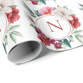 Moderne Monogram Persoonlijke Bloem Bruiloft Cadeaupapier (Rol Hoek)