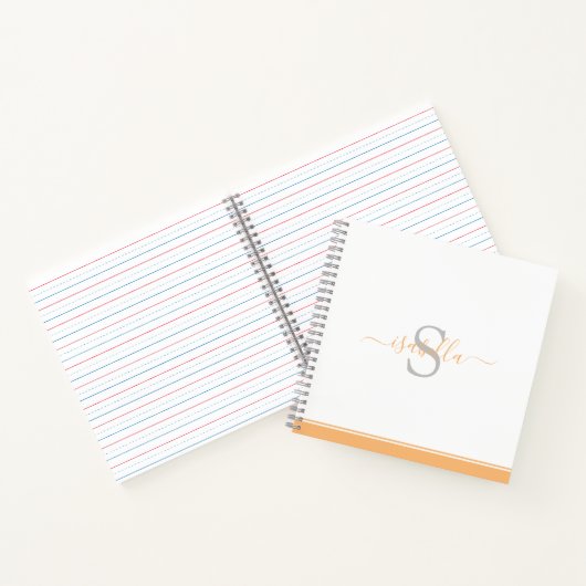 Moderne monogram perzik notitieboek (Binnen)