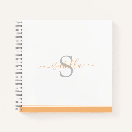 Moderne monogram perzik notitieboek (Voorkant)