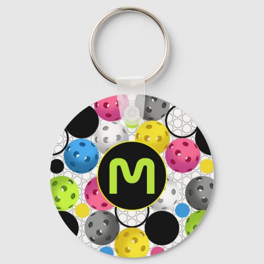 Moderne monogram Pickleballen Sleutelhanger (Voorkant)
