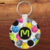 Moderne monogram Pickleballen Sleutelhanger (Voorkant)