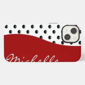 Moderne Monogram Polka Stip iPhone Hoesje (Achterkant horizontaal)