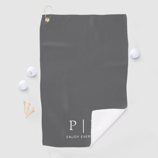 Moderne Monogram Premium Grijze Golfhanddoek (Insitu)