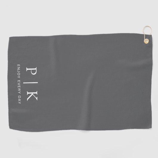 Moderne Monogram Premium Grijze Golfhanddoek (Horizontaal)