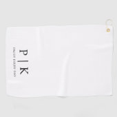 Moderne Monogram Premium Witte Golfhanddoek (Horizontaal)