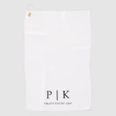 Moderne Monogram Premium Witte Golfhanddoek (Voorkant)