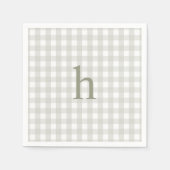 Moderne Monogram Preppy Saliegroen Gingham Servet (Voorkant)