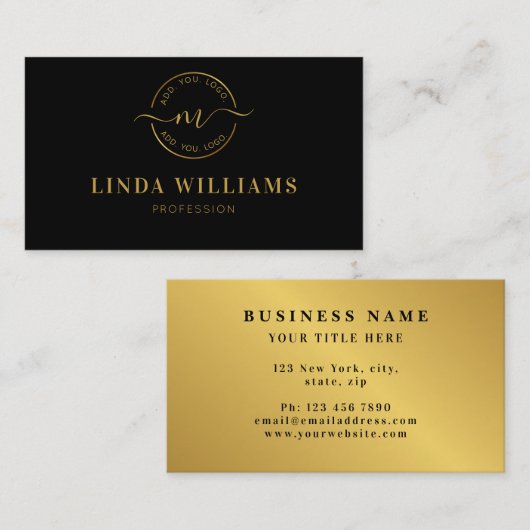 Moderne Monogram Professional Luxe Logo Visitekaartje (Voorkant / Achterkant)