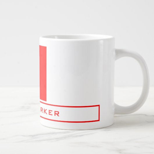 Moderne Monogram Professional Naam Rood wit Grote Koffiekop (Rechts)