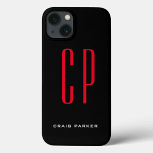 Moderne Monogram Professional Plain Black Red Case-Mate iPhone Case