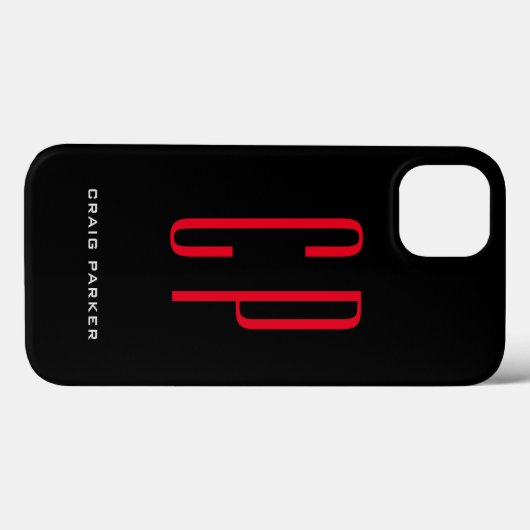 Moderne Monogram Professional Plain Black Red Case-Mate iPhone Case (Achterkant (horizontaal))