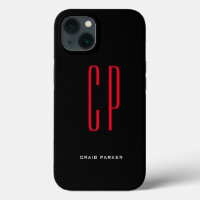 Moderne Monogram Professional Plain Black Red