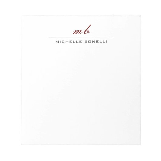 Moderne Monogram Professioneel Eenvoudig Minimalis Notitieblok (Voorkant)