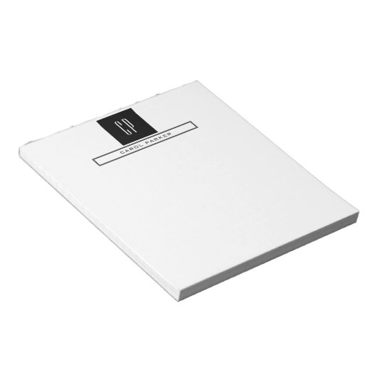 Moderne Monogram Professioneel Eenvoudig Naam Notitieblok (Schuin)