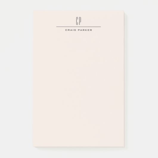 Moderne Monogram Professioneel Eenvoudig Pastelkle Post-it® Notes (Voorkant)