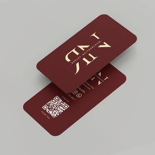 Moderne Monogram Professioneel Rood Maroon Goud Visitekaartje