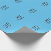 Moderne Monogram Professionele Eenvoudige Hemelbla Cadeaupapier (Hoek)