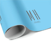 Moderne Monogram Professionele Eenvoudige Hemelbla Cadeaupapier (Rol Hoek)