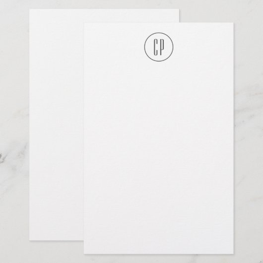 Moderne Monogram Professionele Eenvoudige Initiale Briefpapier (Voorkant / Achterkant)