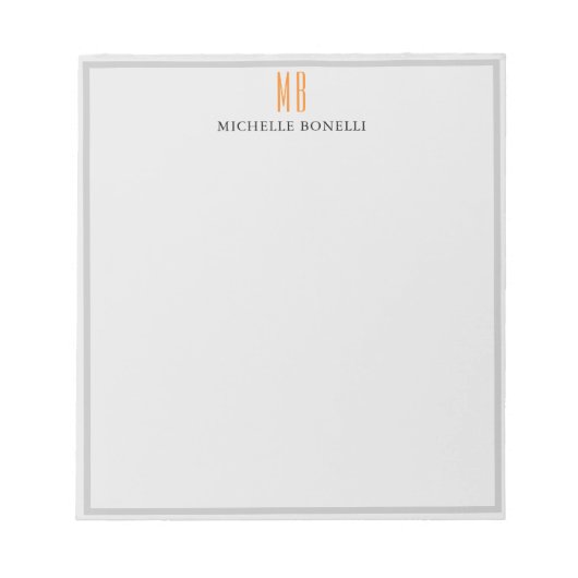 Moderne Monogram Professionele Eenvoudige Minimaal Notitieblok (Voorkant)